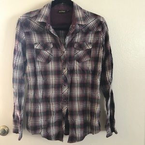 Kuhl plaid flannel shirt in grey and purple