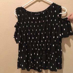 Zara polka dot top with cut out shoulders