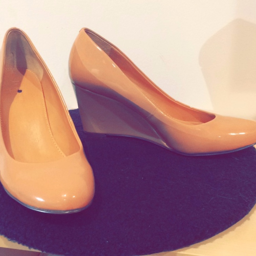 J. CREW Patent Leather Nude Wedges