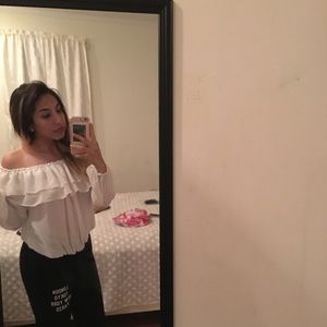 off the shoulder white shirt