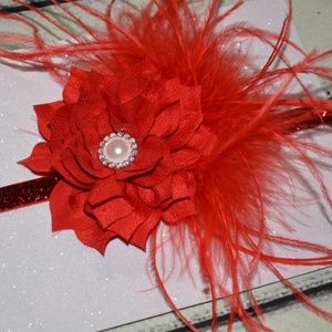 Red Feather Christmas Baby/Girl Vintage Headband