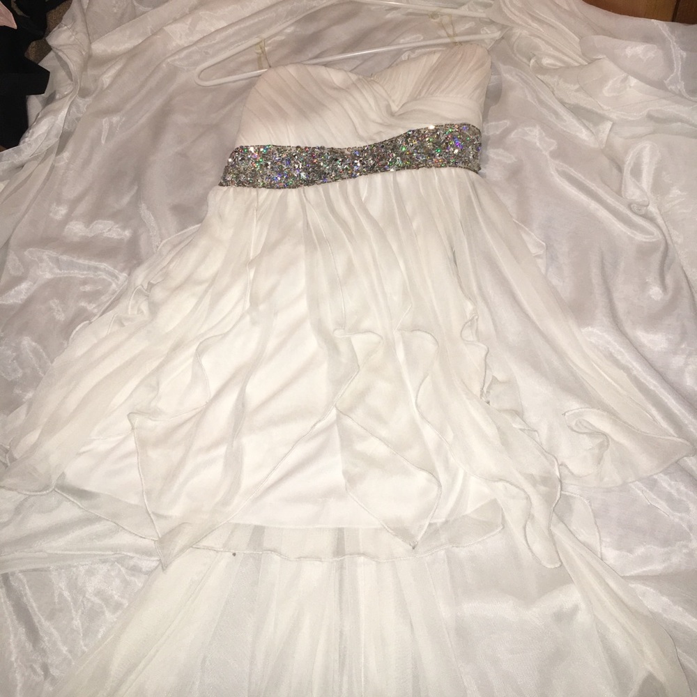 White, high-low homecoming dress