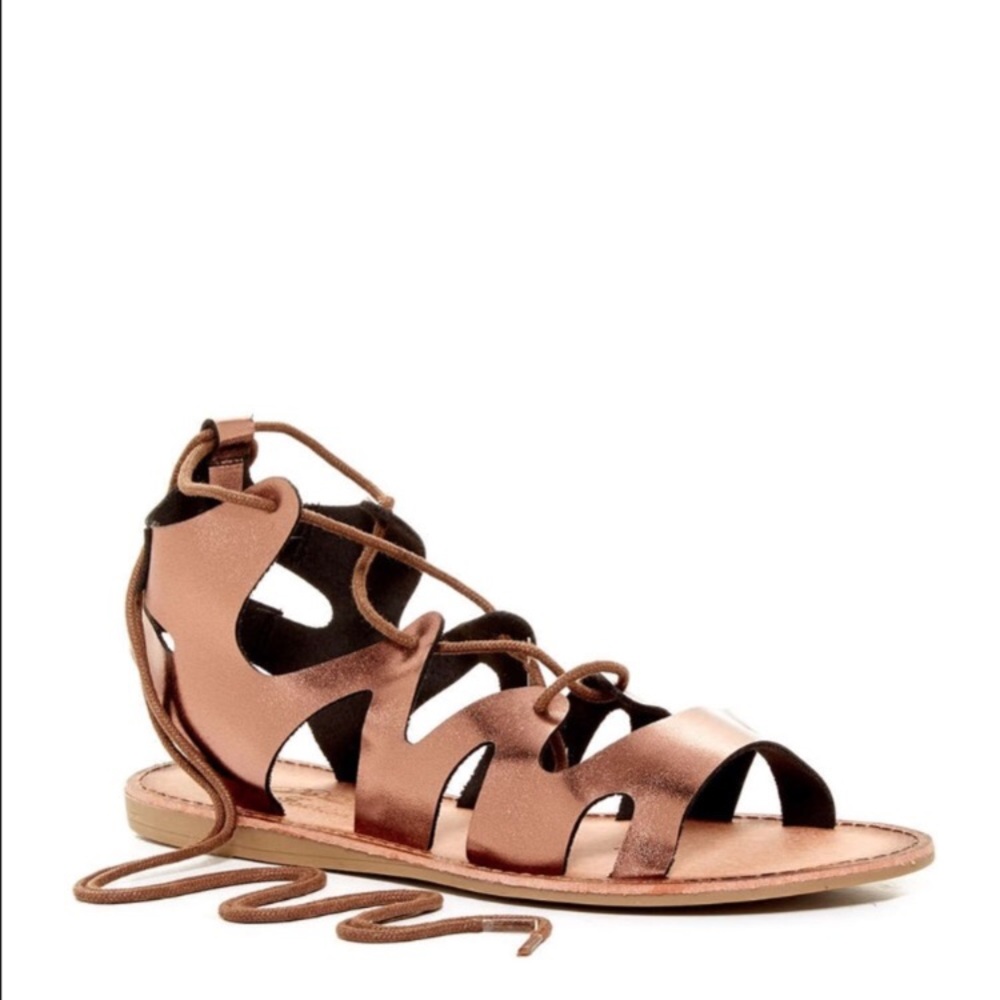 Lace Up Metallic Sandals (Bronze)