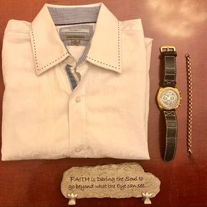 Johnston&Murphy white/paisley buttondown