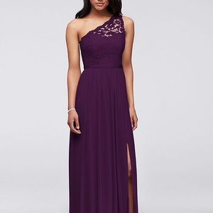 David's Bridal // Long Bridesmaid Dress // Plum
