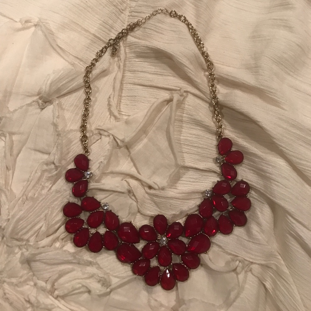 Red statement necklace