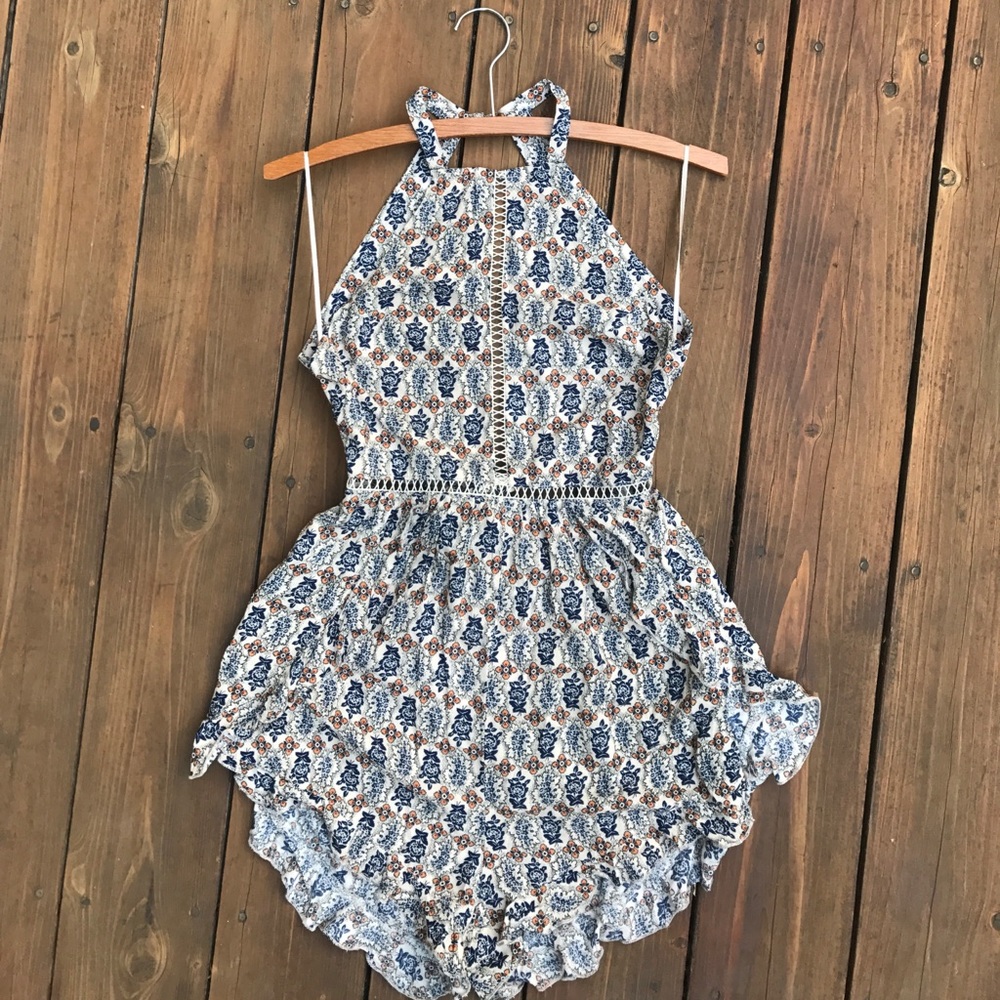 LF Open Back Floral Romper