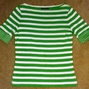 Ralph Lauren Green and White Stripe shirt