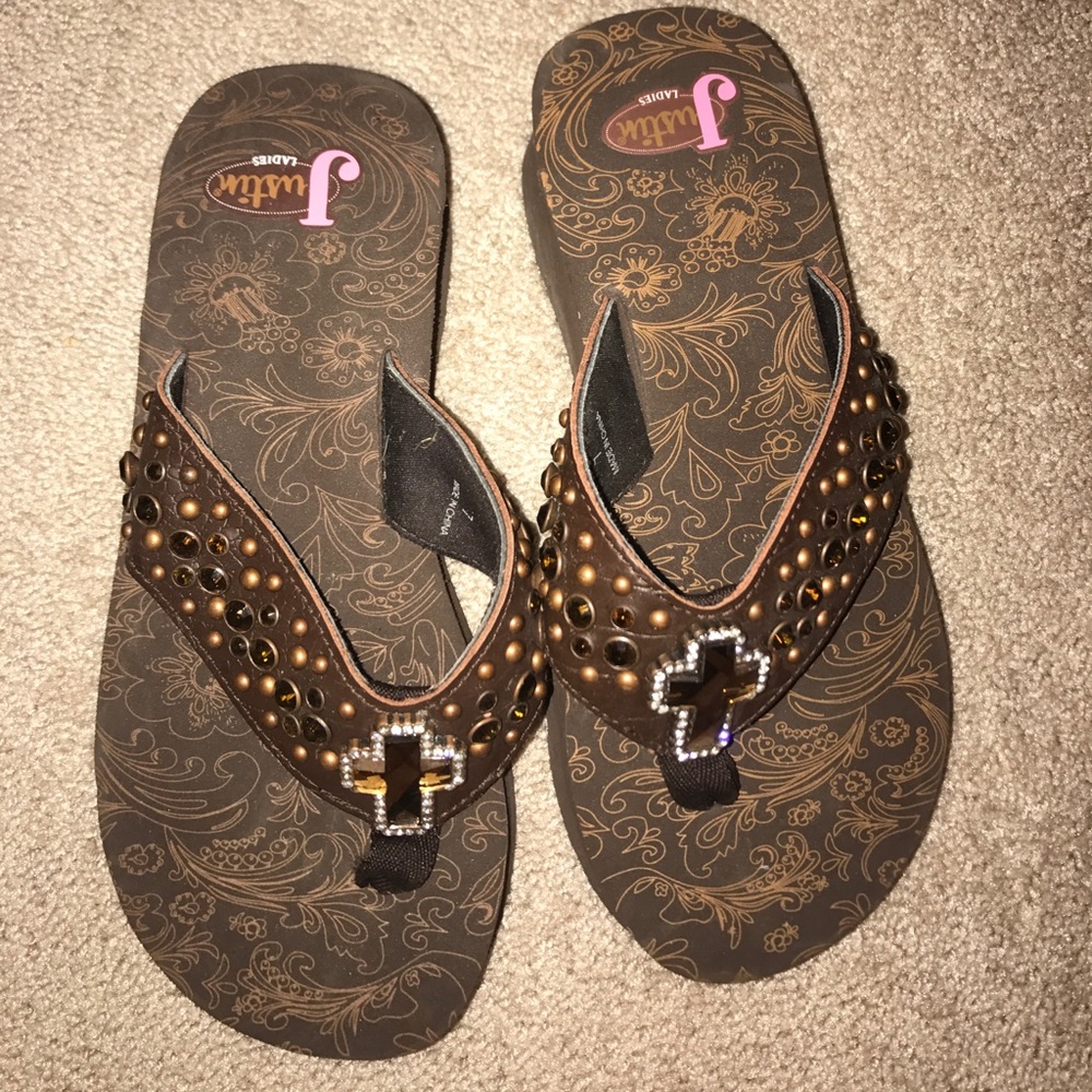 Justin Platform Flip flops size 7