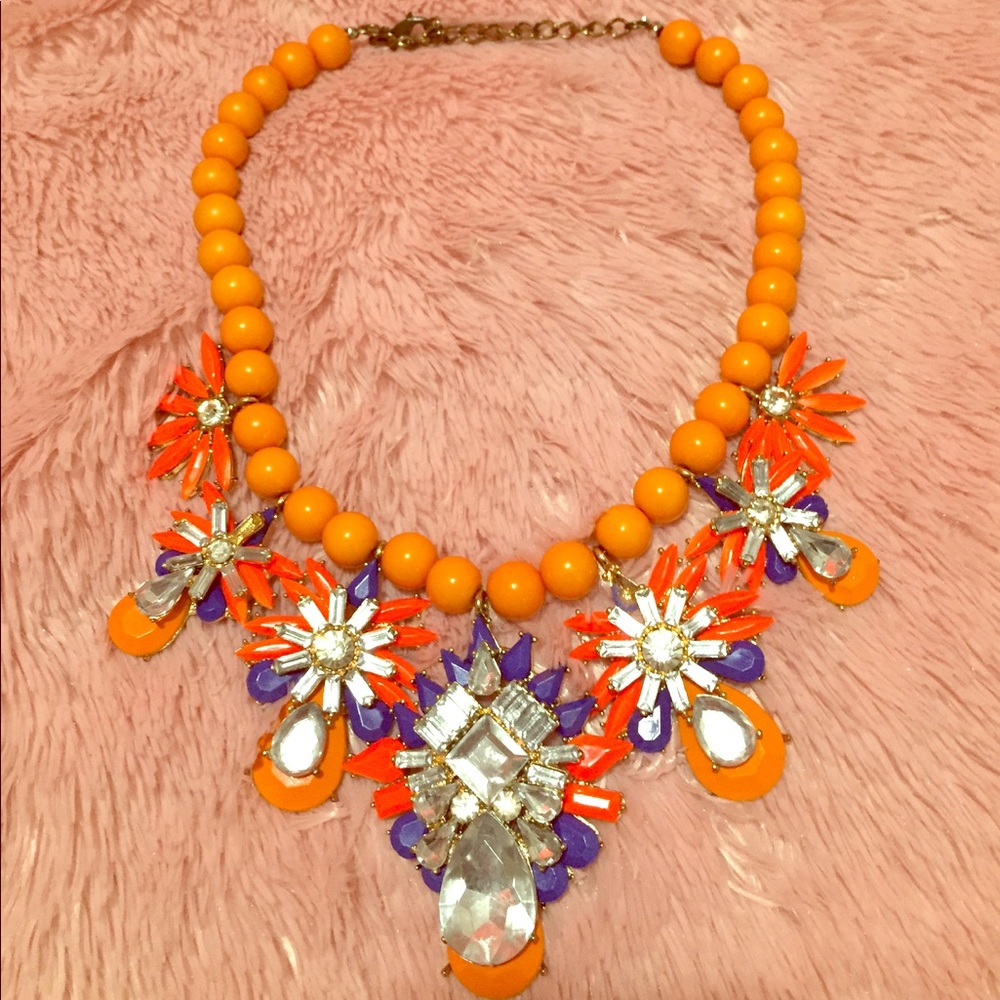 Orange and Blue Statement Necklace