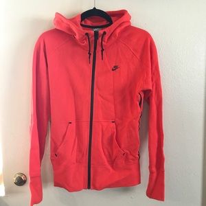 Nike water resistant zip up sweatshirt in red