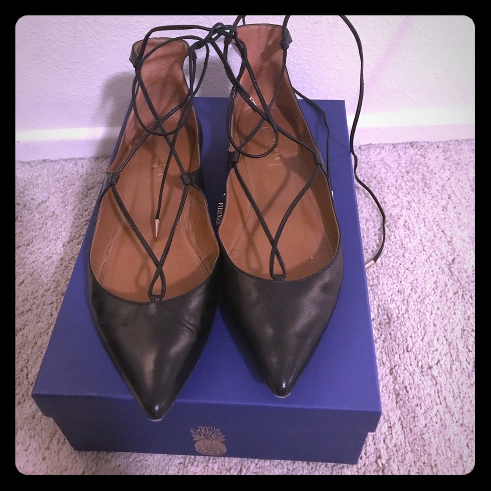 Aquazzura Christy Lace Up flat