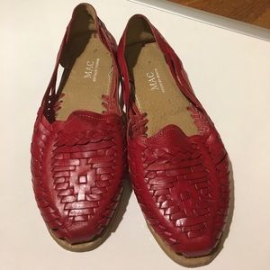 Red leather huaraches