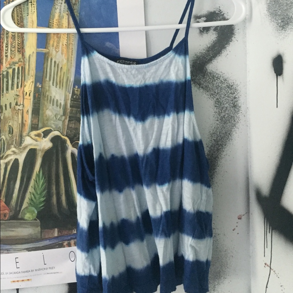 slightly cropped tie dye striped tank top