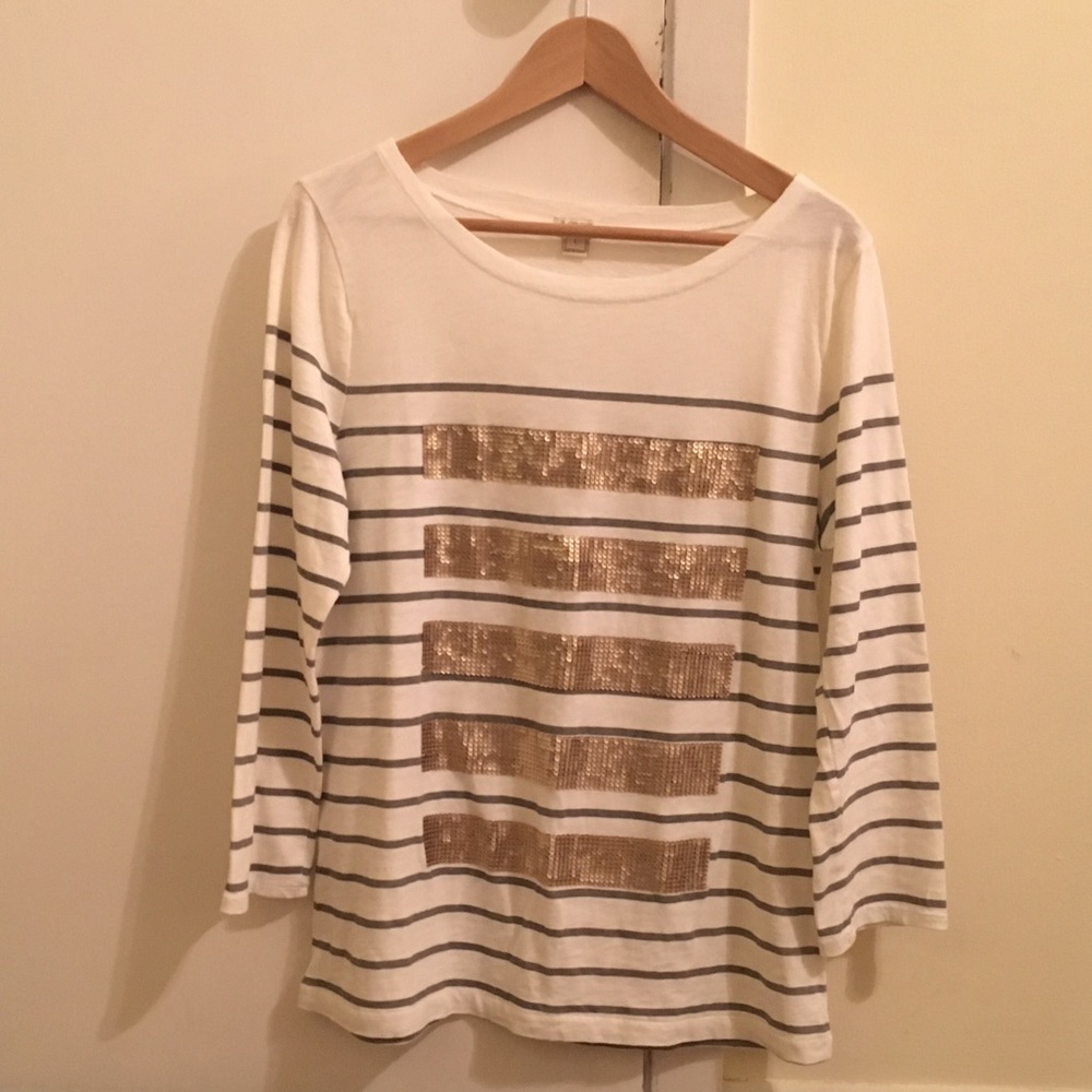 J.Crew Sequins and Stripes Tee