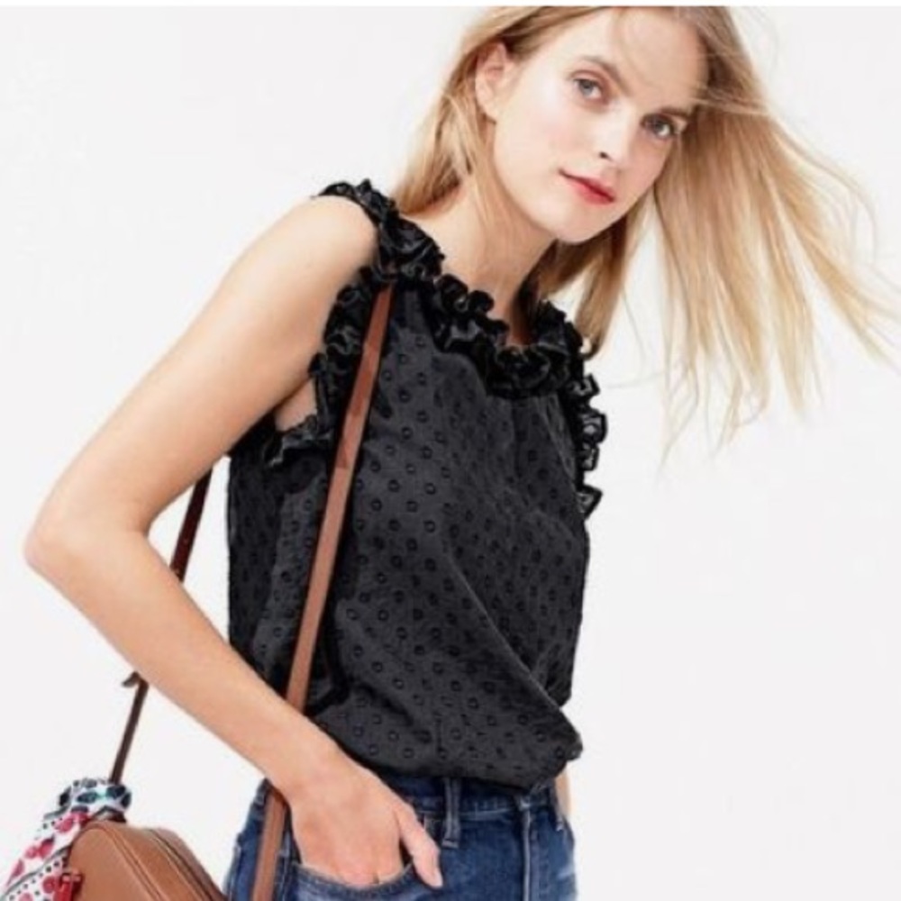 J. Crew ruffle top in clip dot