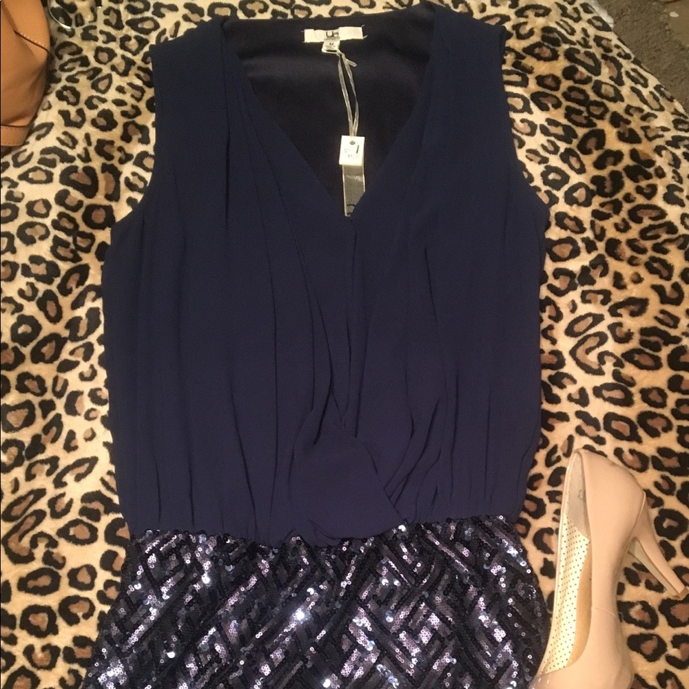 Navy short sparkly dress