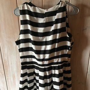 Black and whit yellow dress.