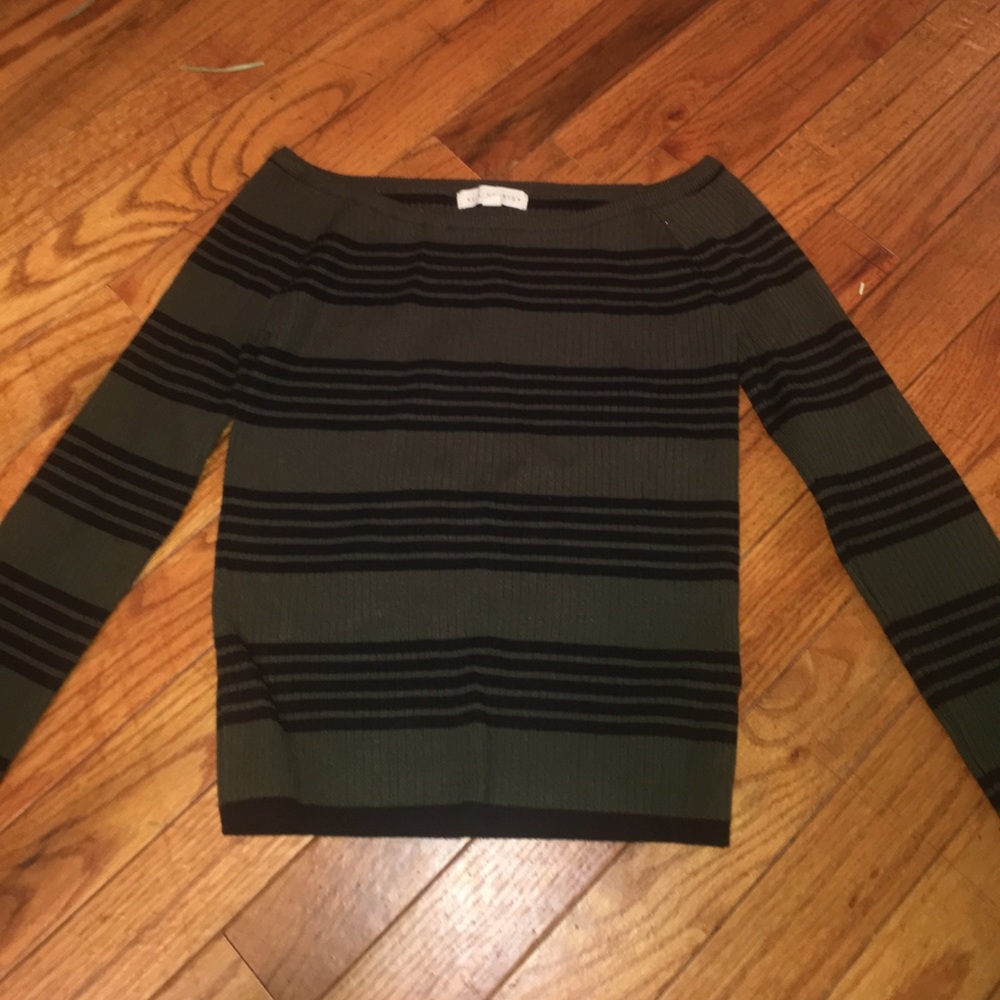 green and black striped shirt