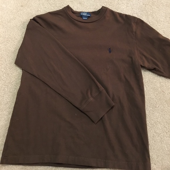 Boys brown LS by Polo by Ralph Lauren sz 8-10 - Picture 1 of 3