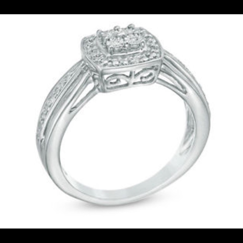 ZALES QuadDiamond Accent Square Frame Promise Ring