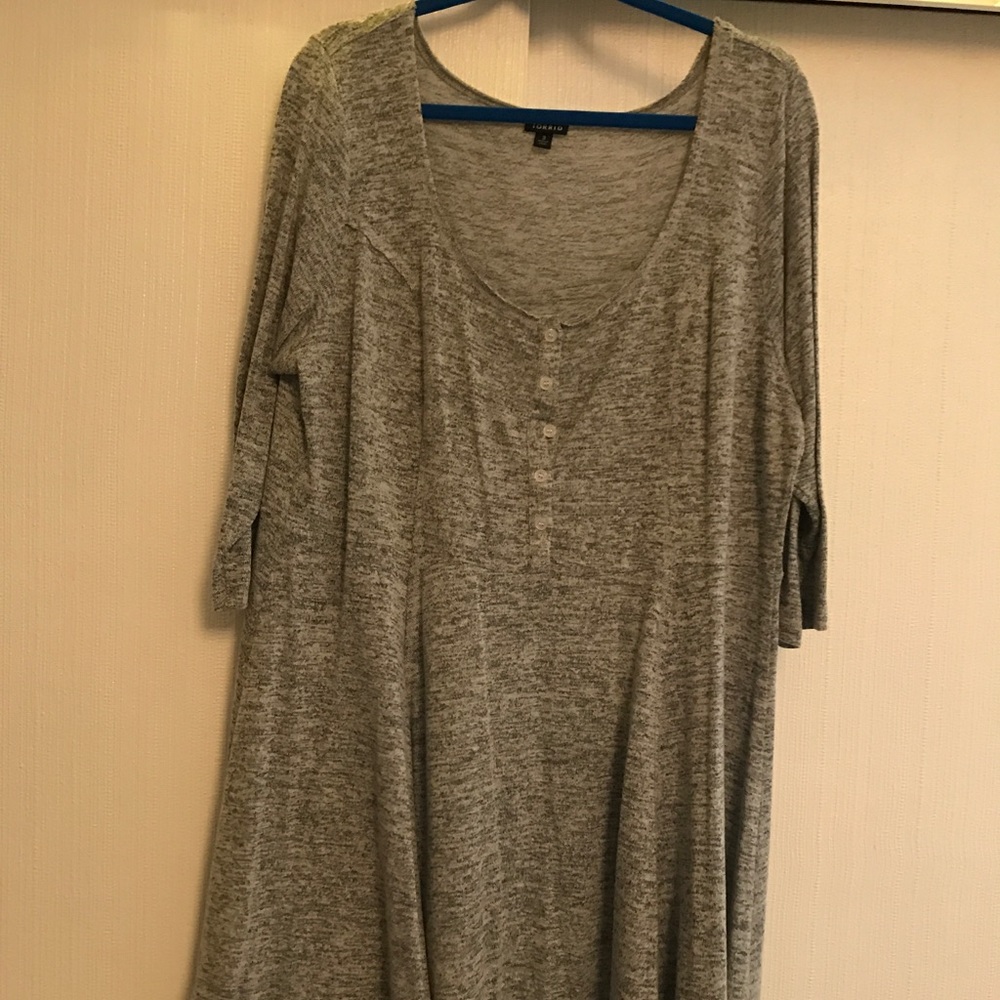 Torrid Grey knit Henley skater dress