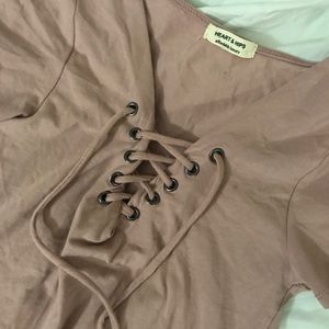 Mauve Lace up Mid Dress