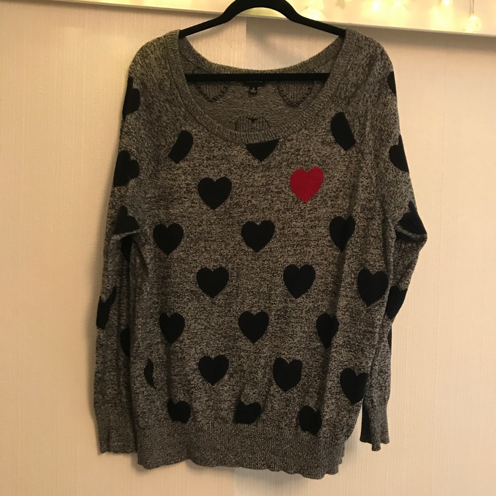 Torrid Heart print long sleeve sweater