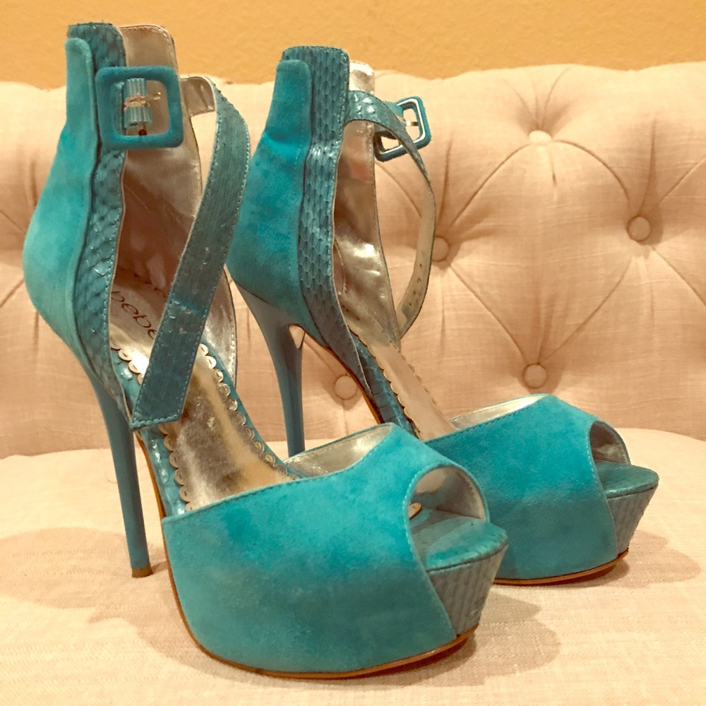 Bebe turquoise high heeled shoes