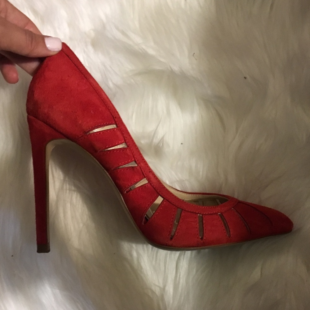 Zara red high heels size 7