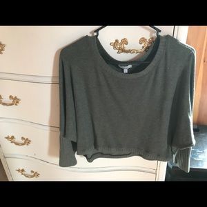 Olive green sweater crop top