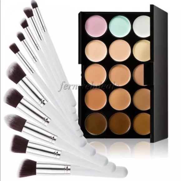 ☘️☘️New 10pcs Makeup Brushes And Contours Palette - Picture 2 of 3