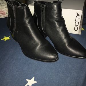 Aldo Black Leather Ankle Boots