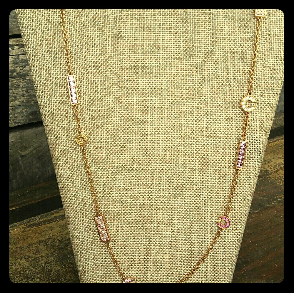 Authentic Coach Pink and Purple Crystal necklace