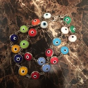 Two evil eye multi colored bracelets
