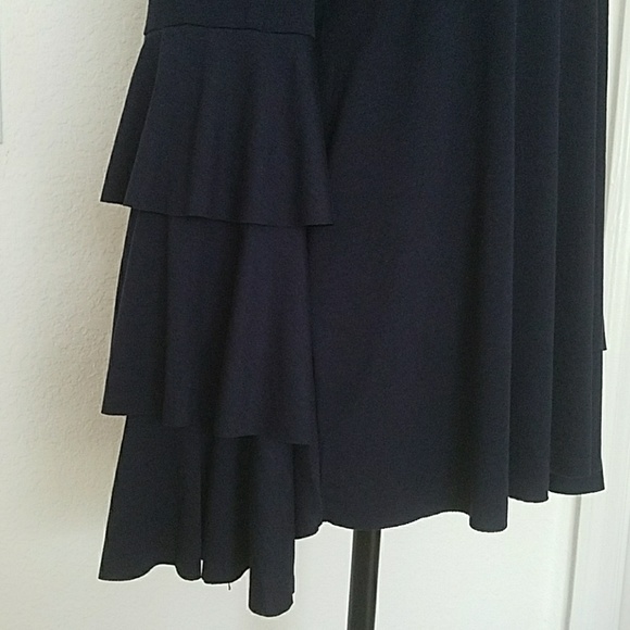 1 LEFT - Beautiful Navy Tiered Bell Sleeve Top - Picture 6 of 8