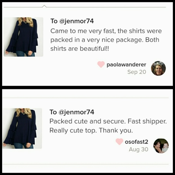 1 LEFT - Beautiful Navy Tiered Bell Sleeve Top - Picture 8 of 8