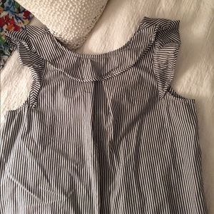 J Crew B&W Stripe Ruffle Sleeveless Shirt Size 4