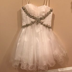 White Corset strapless Hoco Dress