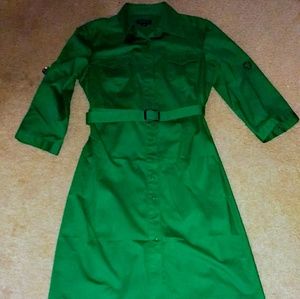 Tahari Green Button Down Dress Like New