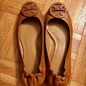 Brown Leather Tory Burch Flats