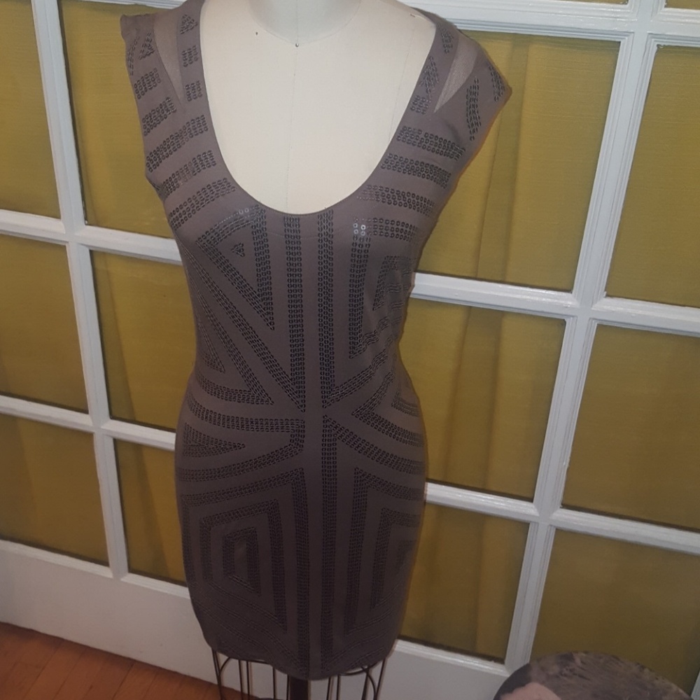 Express sequence  fitted dress w/ sheer back