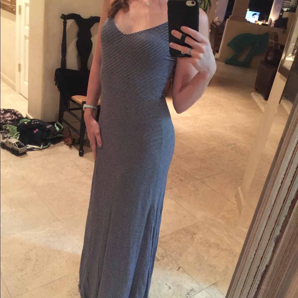 Forever 21 navy blue and white striped maxi dress!