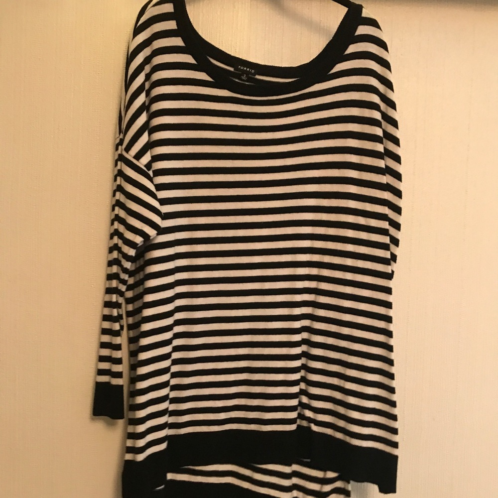 torrid scoop neck striped longline sweater