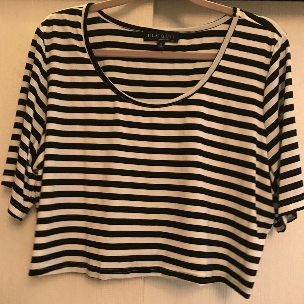 Eloquii boxy striped crop too