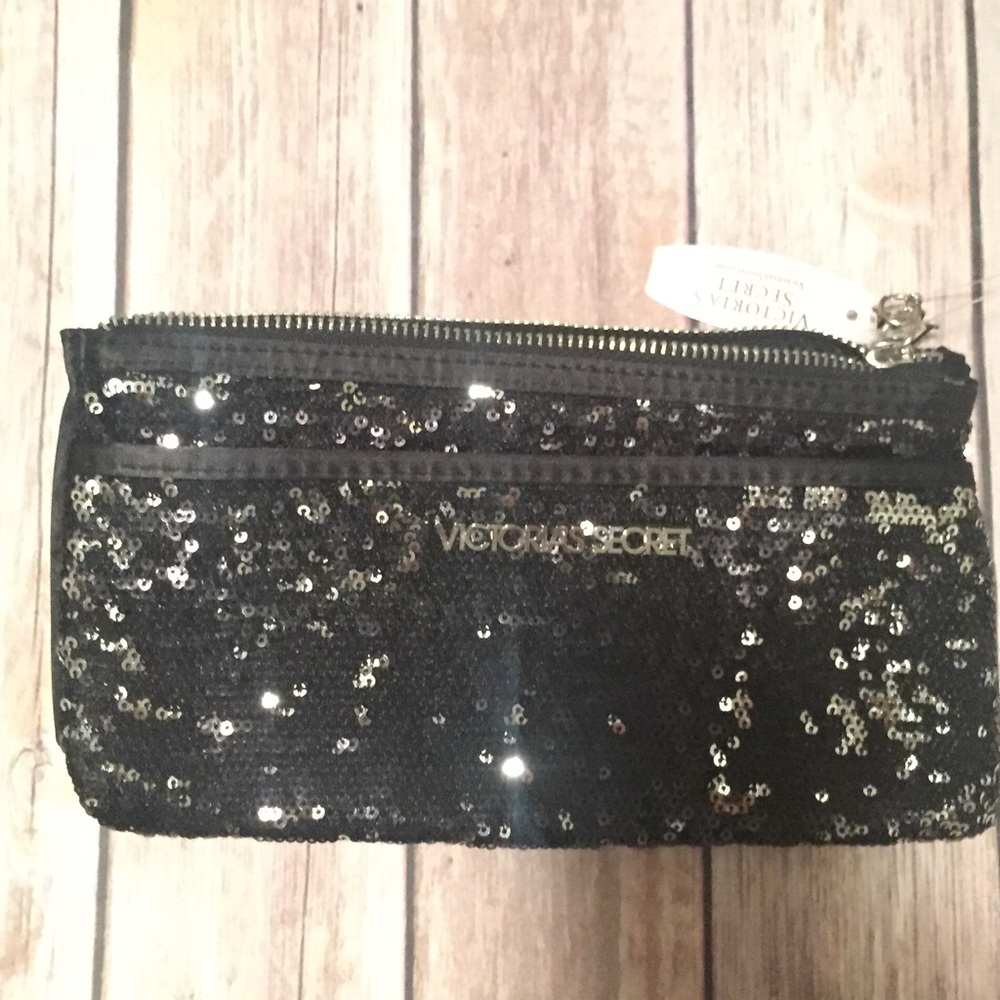 NWT Victoria Secret Black Sequin Clutch