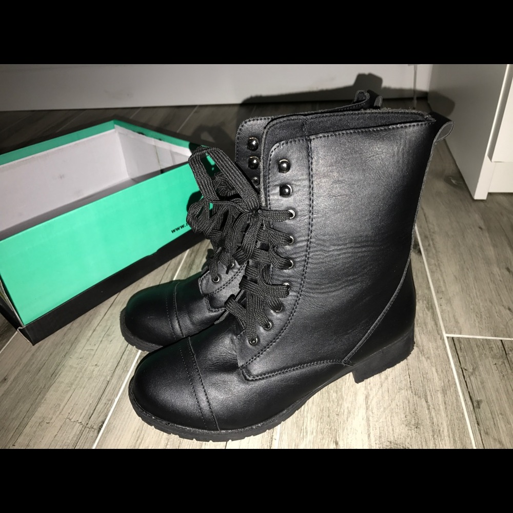 black combat boots