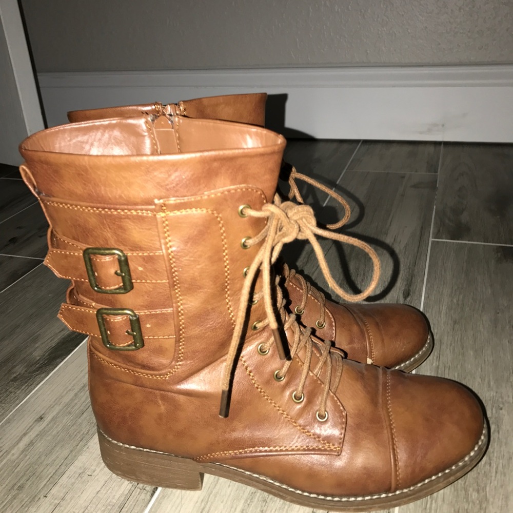 brown combat boots