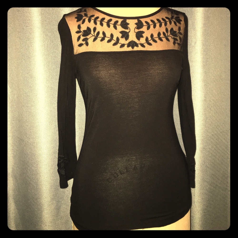Black 3/4 sleeve top. No rips or tears.