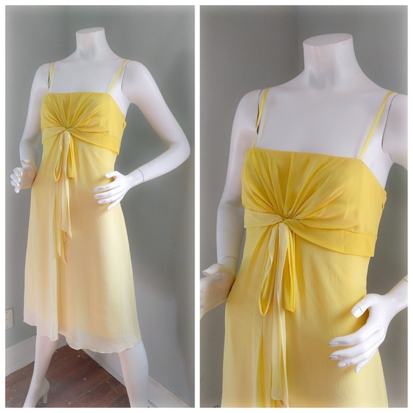 Vintage Y2K BCBG Pastel Yellow Ombre Silk Grecian Dress 6 S - Picture 2 of 5